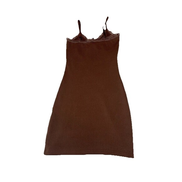 Divided‎ Y2k Style Brown Ribbed Knit Tank Dress Lace Trim Women's Size XS - Picture 2 of 7